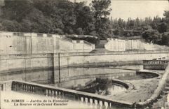 Jardin de Nimes de la POSTAL de la VENDIMIA de la fuente la fuente y la escalera grande