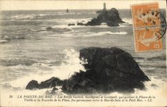 VINTAGE POSTCARD the Point Of the Strong current the Reefs Gorleik Gorlegreiz and Gorlepell which carry the headlight of the hurdy gurdy and the turret punt