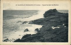 VINTAGE POSTCARD St Vague Guenole Penmarch Running up against the Rocks