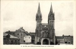 VINTAGE POSTCARD St pol  of Leon Places Basilica