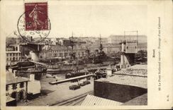 CPA Brest Le Pont National Ouvert Passage d un Cuirasse Bateau