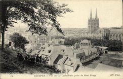 VINTAGE POSTCARD Quimper Seen on the Cathedral taken of the Frugy Mount