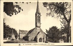 VINTAGE POSTCARD Quimper L Church of Kerfeunteun