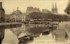 VINTAGE POSTCARD Quimper Seen on L Odet and the Cathedral