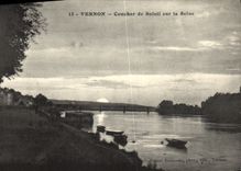 VINTAGE POSTCARD Vernon Sunset on the Seine