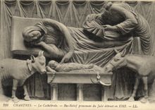 CPA Chartres La Cathedrale Bas Relief provenant du Jube detruit en 1763