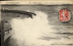 VINTAGE POSTCARD Holy Malo the Mole of Black the one day of storm