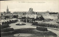 VINTAGE POSTCARD St Malo the Public garden the Castle and the Gate St Vincent Train