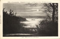 Bordes de la POSTAL de la VENDIMIA del efecto rancio de la tarde en Richardais