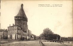 VINTAGE POSTCARD Libourne Edges of L Isle and the Tower of the Large Port