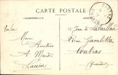 Bordes de la esquina pintorescos de Barsac de la POSTAL de la VENDIMIA del circo