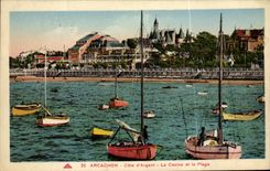 VINTAGE POSTCARD Cote D Arcachon Money Dimensions D Argent the Casino and the Beach