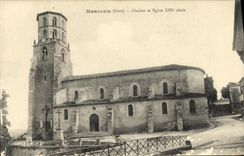 VINTAGE POSTCARD Mauvezin Bell tower and Eglise