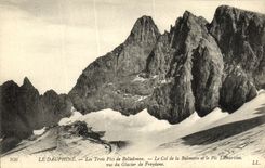 VINTAGE POSTCARD Three Peaks of Belledonne the Collar of Balmette and the Peak Lamartine seen of the glacier of Freydane