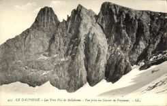 VINTAGE POSTCARD Dauphine Three Peaks of Belledonne Seen from Glacier of Freydane