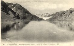 VINTAGE POSTCARD Dauphine Solid mass of Large Russet red the Lake Of Sagne Seven Laux