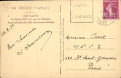 VINTAGE POSTCARD Meije Seen of the Terraces In the foreground the old Romance church of the village