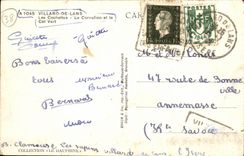 POSTAL Villard de Lans Cochettes Cornafion y el collar verde de la VENDIMIA