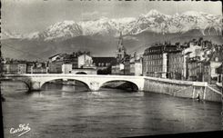POSTAL MODERNA puente de Grenoble de L hospital y las montanas