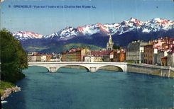 POSTAL Grenoble de la VENDIMIA vista en L lsere y la gama alpestre