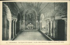 POSTAL Grenoble de la VENDIMIA la cripta de St Laurent el monumento religioso mas viejo de Francia