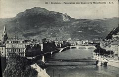 Panoramas de Grenoble de la POSTAL de la VENDIMIA de los muelles y del Moucherotte