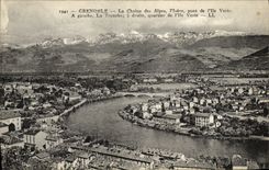 POSTAL Grenoble de la VENDIMIA la gama alpestre L puente del lsere de L verde el districto de la taza de L isla verde