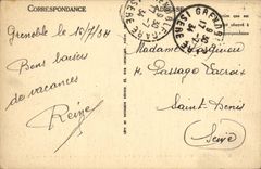 VINTAGE POSTCARD Grenoble View of L Green the Mug and the Alps