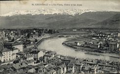 POSTAL Grenoble L verde de la VENDIMIA el L lsere y las montanas