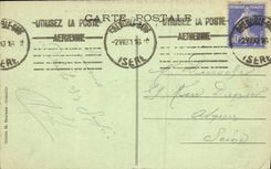 Panorama de Grenoble de la POSTAL de la VENDIMIA de los muelles y de las cadenas de las montanas