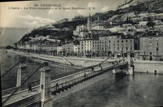 POSTAL Grenoble L lsere de la VENDIMIA el puente suspendido y la mina de piedra de Quay