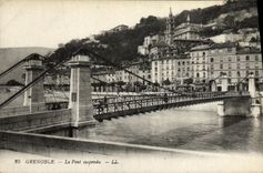 POSTAL Grenoble de la VENDIMIA el puente suspendido