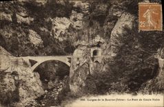 VINTAGE POSTCARD Falls of Bourne the Bridge of Goule Black