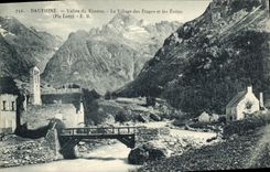Valle de Dauphine de la POSTAL de la VENDIMIA de Veneon la aldea de las cajas de las etapas y de joya