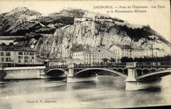 Puente de Grenoble de la POSTAL de la VENDIMIA de L fortalezas de la explanada y direccion militar