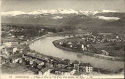 POSTAL Grenoble L Isere de la VENDIMIA el puente de L el verde y la gama alpestre