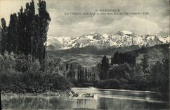 POSTAL Grenoble de la VENDIMIA la gama alpestre vista de los bordes de L Isere