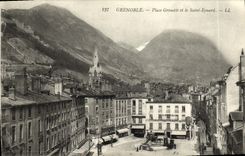 VINTAGE POSTCARD Grenoble Places Grenette and the Eyanrd Saint