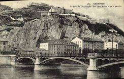 VINTAGE POSTCARD Grenoble the Bridge of L Esplanade Strong the Plane and the Bastille