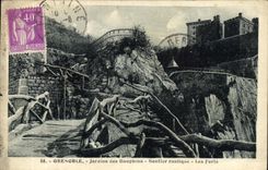 VINTAGE POSTCARD Grenoble Gardens of the Dolphins rustic Path forts