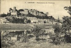 VINTAGE POSTCARD Chinon Panorama of the Castle