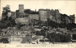 VINTAGE POSTCARD Chinon Ruins of the Castles of Coudray and the Medium