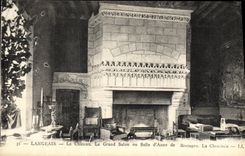VINTAGE POSTCARD Langeais the Castle the Large Living room or Room D Anne of Brittany the chimney