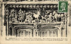 VINTAGE POSTCARD Amboise High Relief with the lintel of the Gate of the vault Hubert Saint