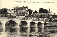 VINTAGE POSTCARD Amboise the Castle and the Bridge on the Loire