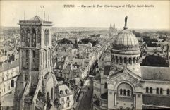 VINTAGE POSTCARD Tours Seen on the Charlemagne Lathe and L church St Martin