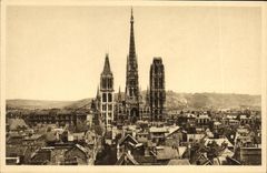 VINTAGE POSTCARD Rouen View on the City and the Cathedral