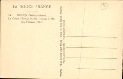 VINTAGE POSTCARD Rouen the Large Clock and the Fountain