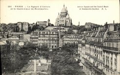 VINTAGE POSTCARD Paris the Public garden D Antwerp and the Sacring Heart of Montmartre