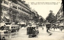 VINTAGE POSTCARD Paris the Boulevard of the Nasturtiums and L Olympia